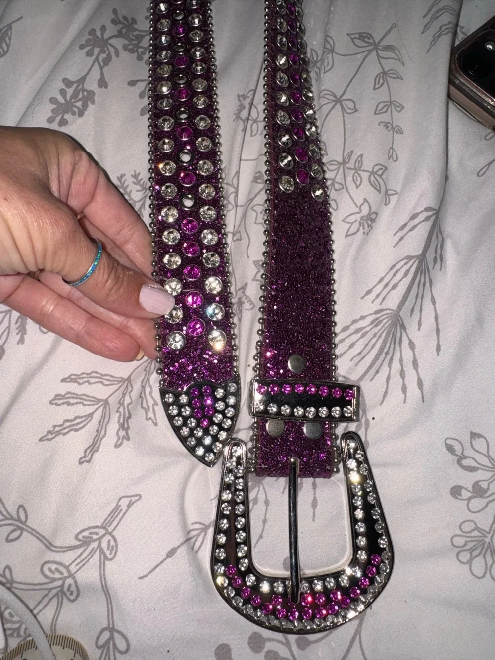Sparkling Purple Crystal Belt - Women's Accessory